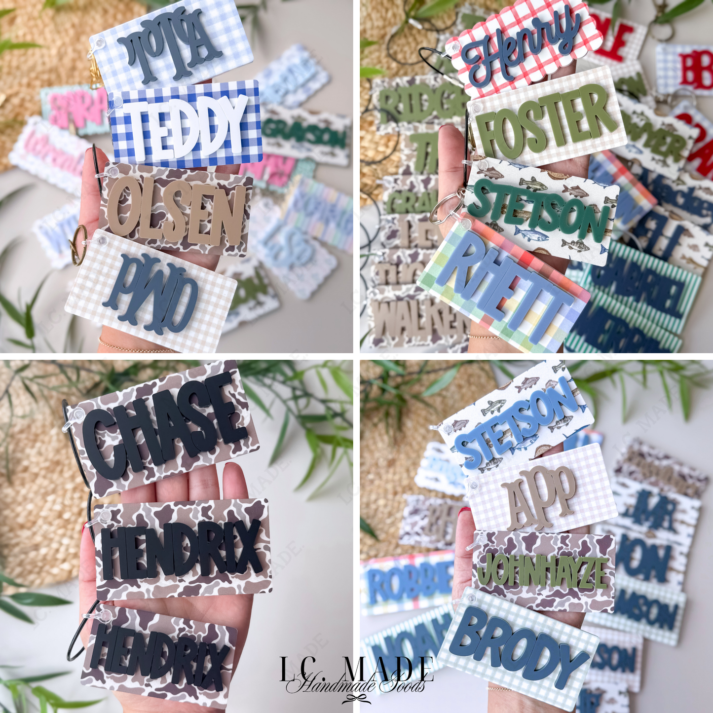 Personalized Pattern Bag Tag | Custom Keychain | Acrylic Name Tag | Diaper Bag Tag