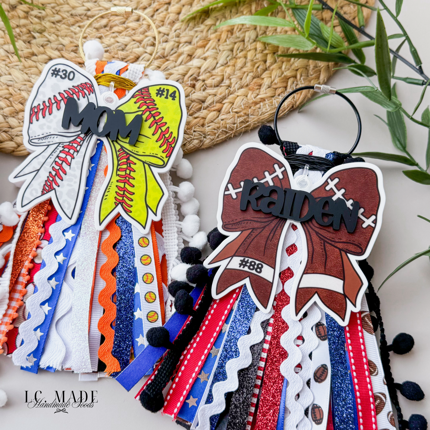 Sports Bag Ribbon Tassel | Baseball | Softball | Soccer | Football | Volleyball | Sports Bag Tag