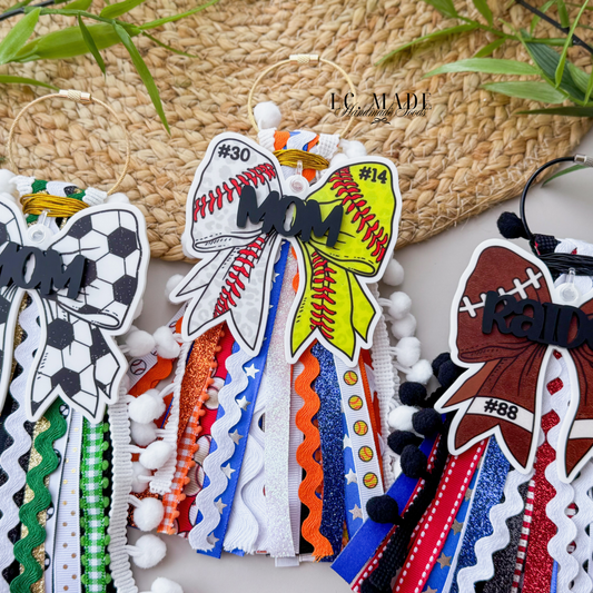 Sports Bag Ribbon Tassel | Baseball | Softball | Soccer | Football | Volleyball | Sports Bag Tag