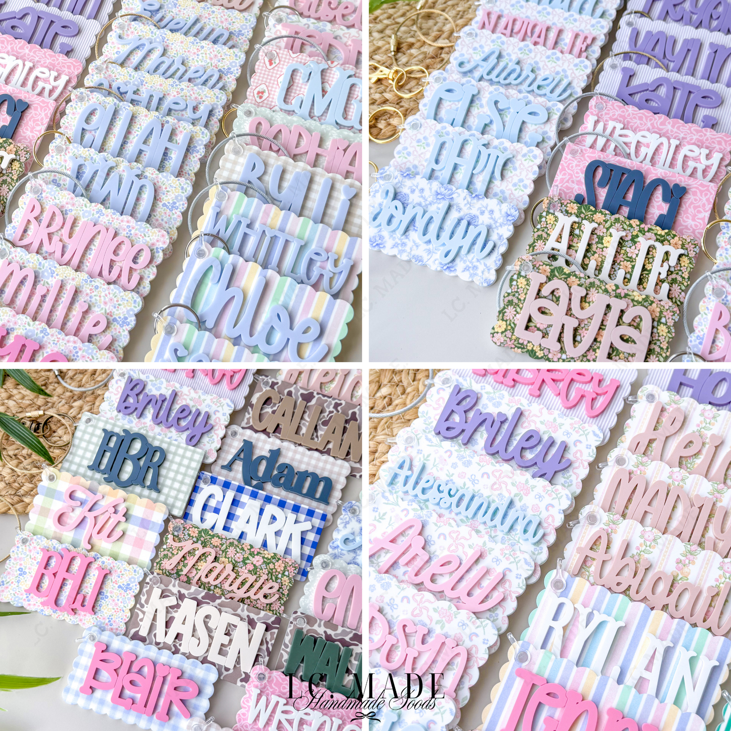 Personalized Pattern Bag Tag | Custom Keychain | Acrylic Name Tag | Diaper Bag Tag