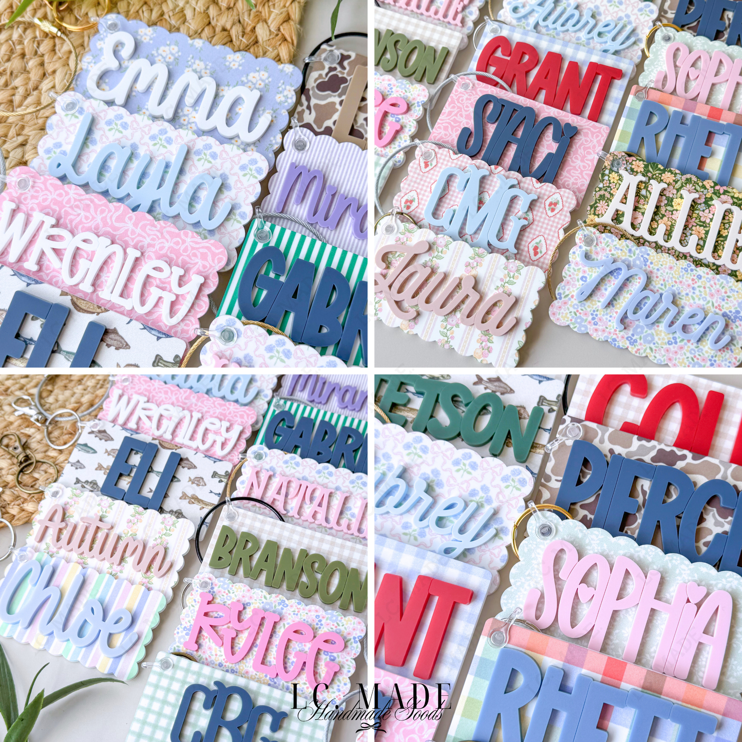 Personalized Pattern Bag Tag | Custom Keychain | Acrylic Name Tag | Diaper Bag Tag