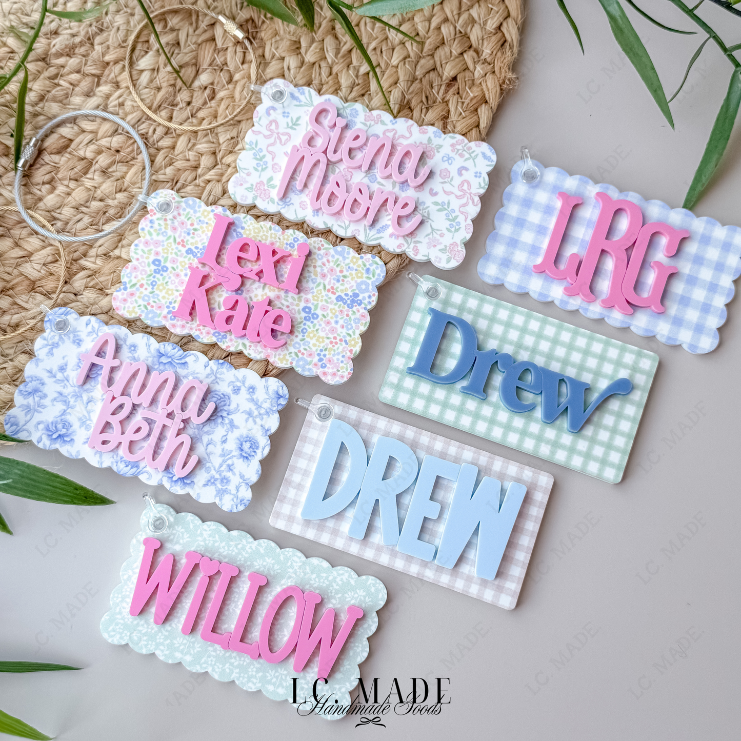 Personalized Pattern Bag Tag | Custom Keychain | Acrylic Name Tag | Diaper Bag Tag