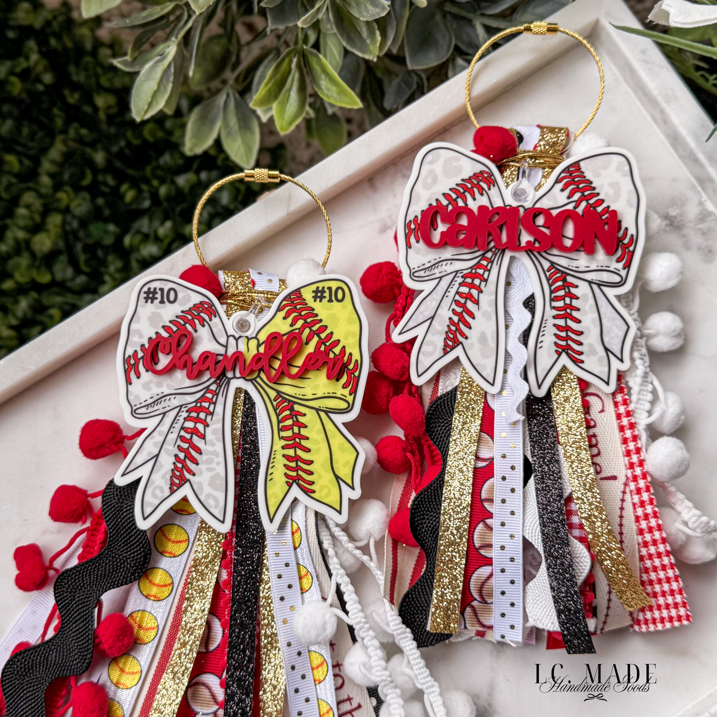 Sports Bag Ribbon Tassel | Baseball | Softball | Soccer | Football | Volleyball | Sports Bag Tag