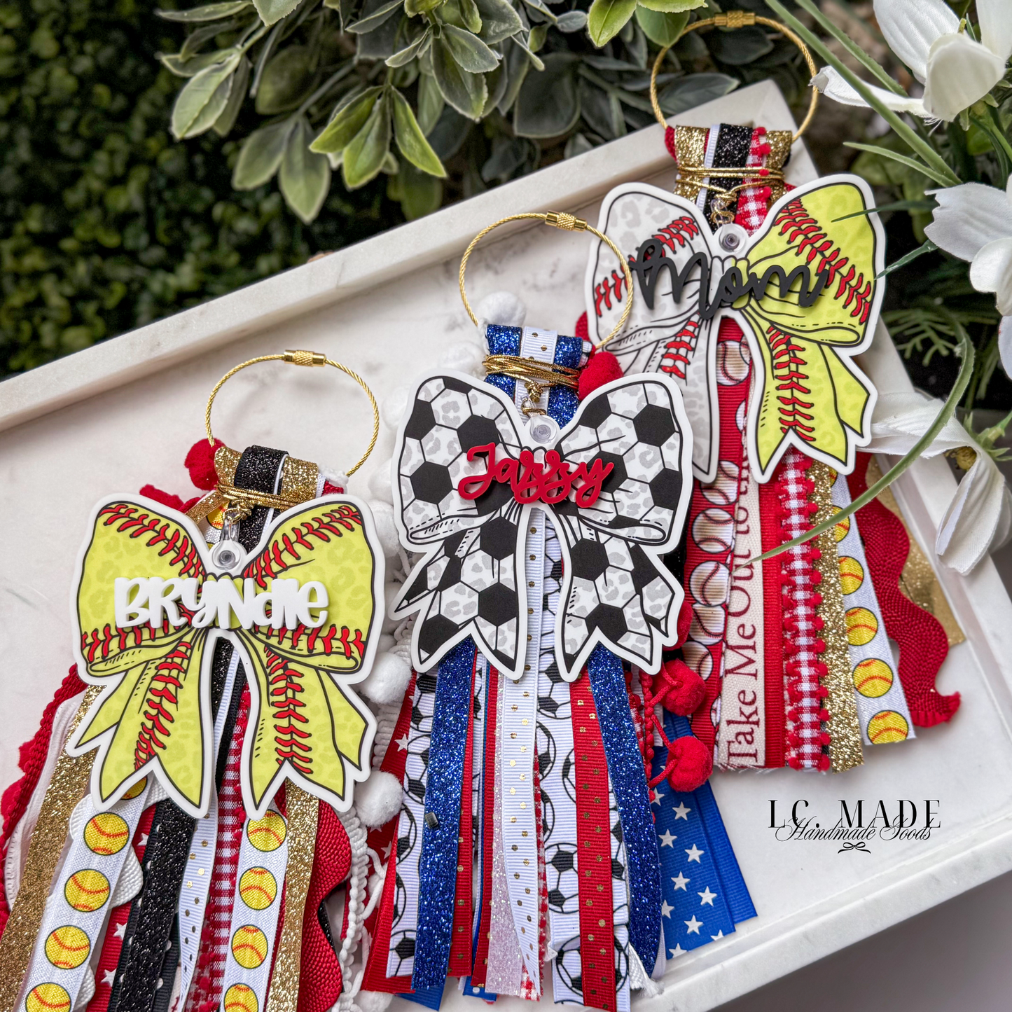Sports Bag Ribbon Tassel | Baseball | Softball | Soccer | Football | Volleyball | Sports Bag Tag