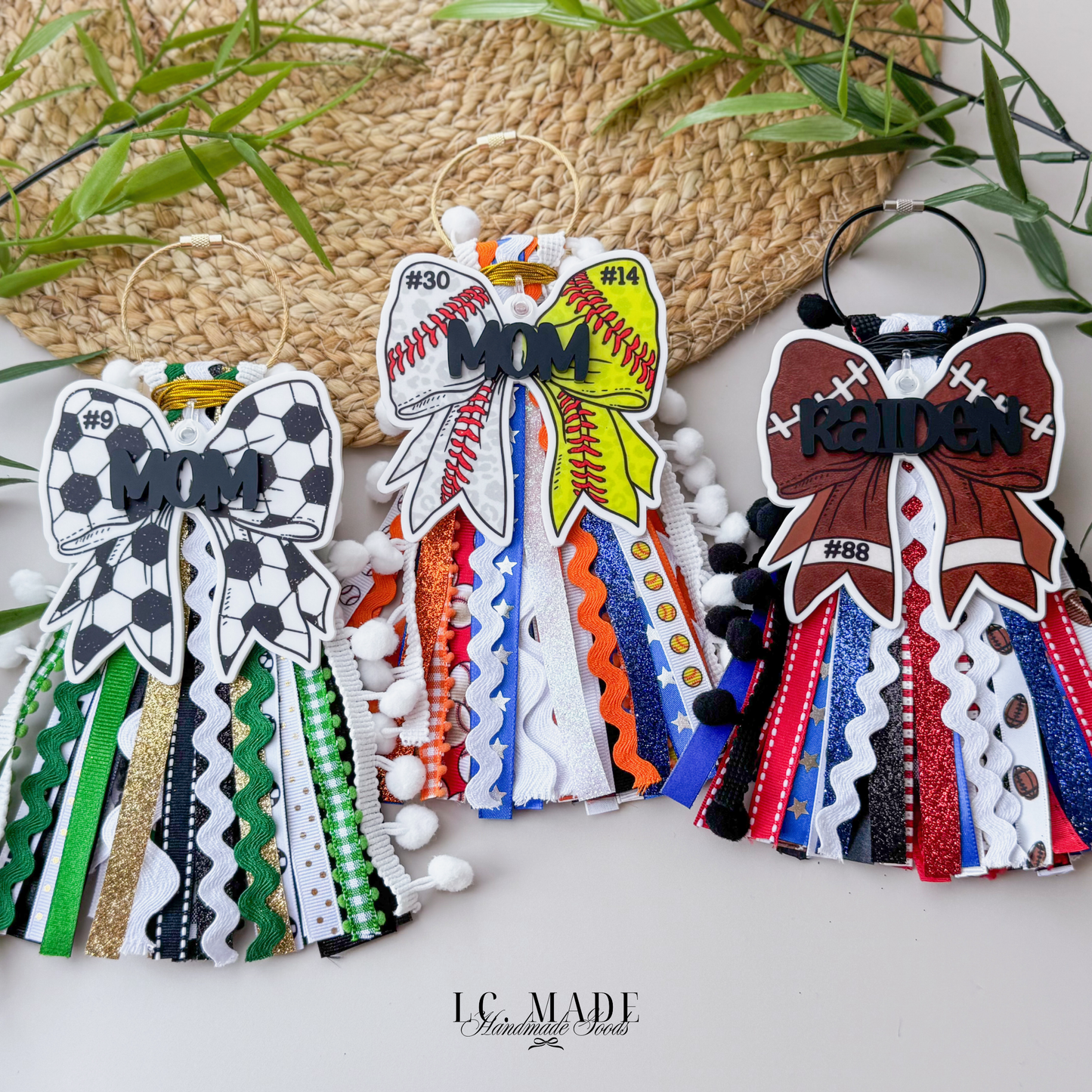 Sports Bag Ribbon Tassel | Baseball | Softball | Soccer | Football | Volleyball | Sports Bag Tag