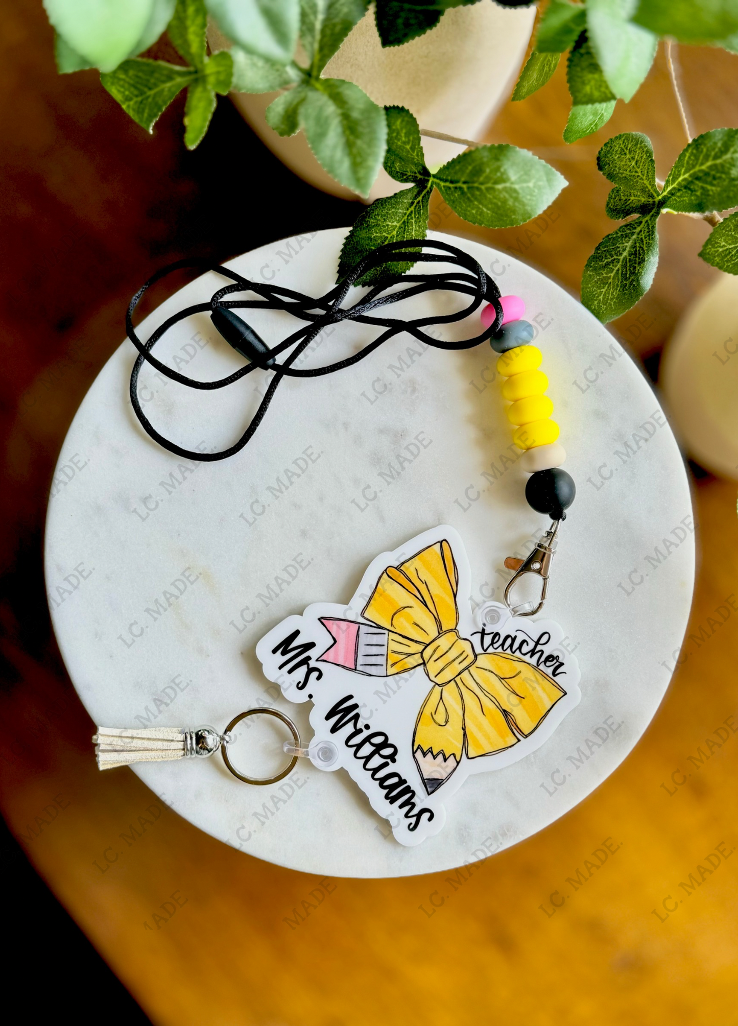 Teacher Lanyard, Personalized, Pencil Bow Lanyard, Acrylic Lanyard, Personalized Teacher Lanyard, Badge Holder, Pencil Lanyard, Teacher Gift