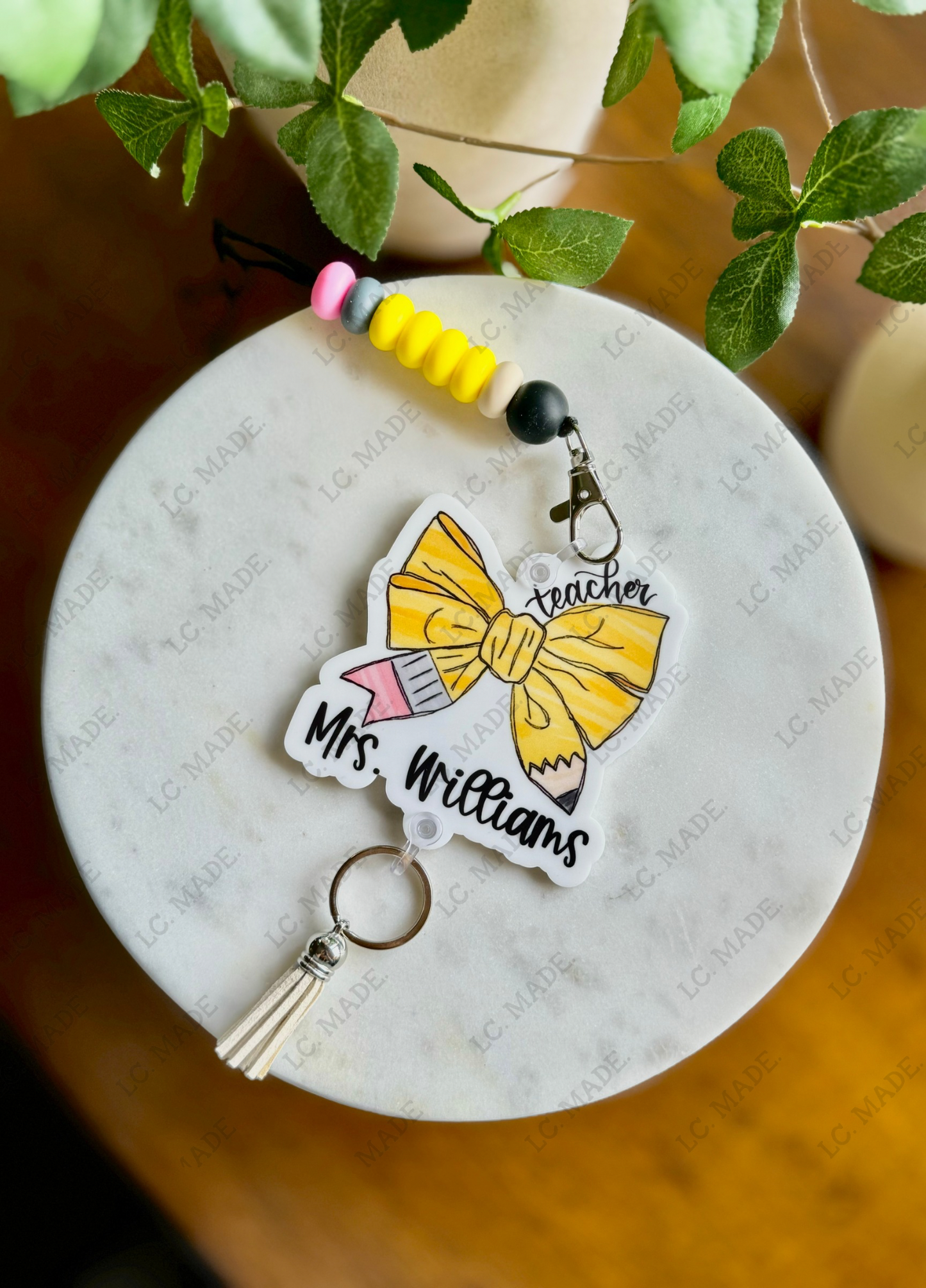Teacher Lanyard, Personalized, Pencil Bow Lanyard, Acrylic Lanyard, Personalized Teacher Lanyard, Badge Holder, Pencil Lanyard, Teacher Gift