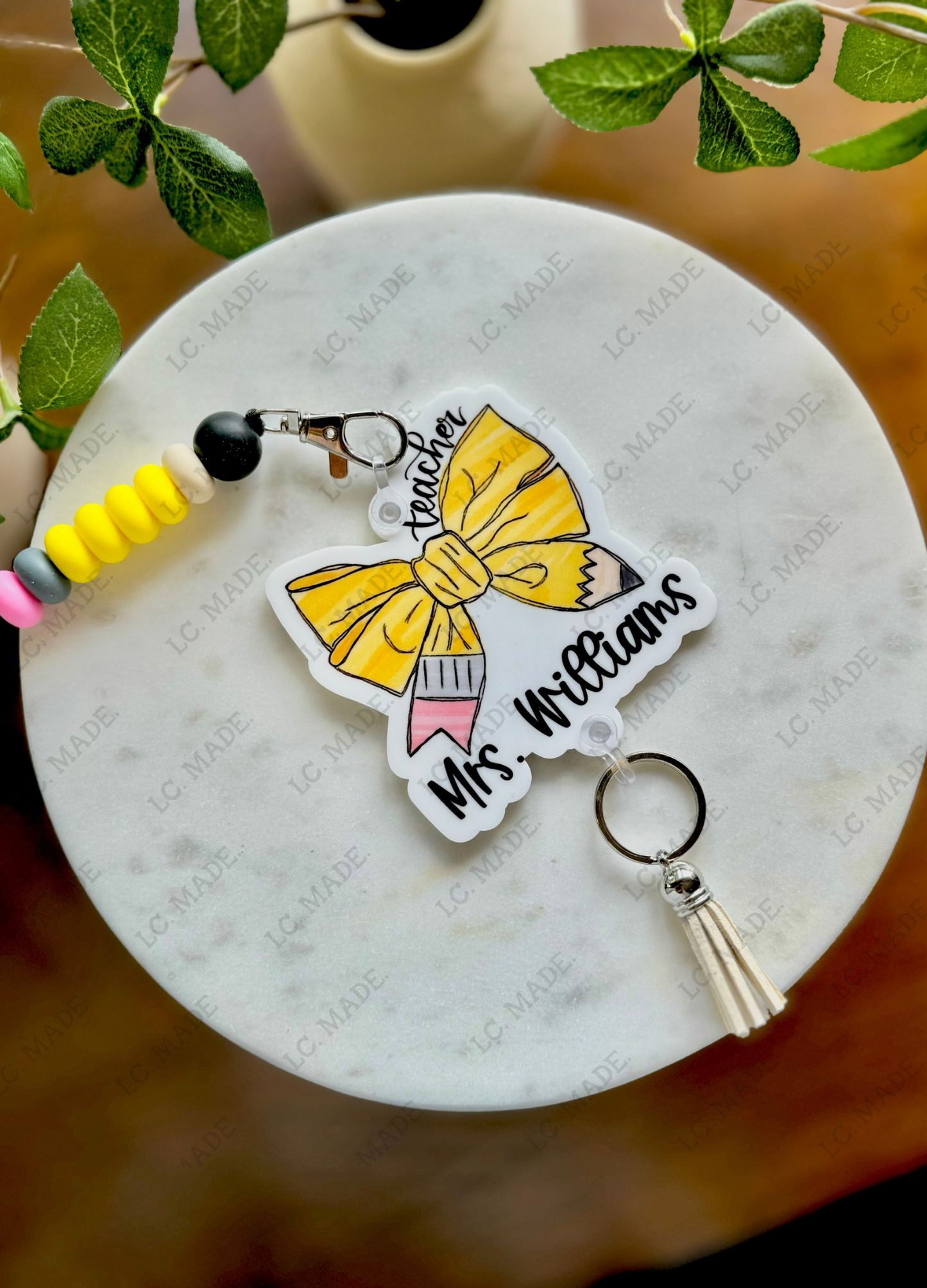 Teacher Lanyard, Personalized, Pencil Bow Lanyard, Acrylic Lanyard, Personalized Teacher Lanyard, Badge Holder, Pencil Lanyard, Teacher Gift