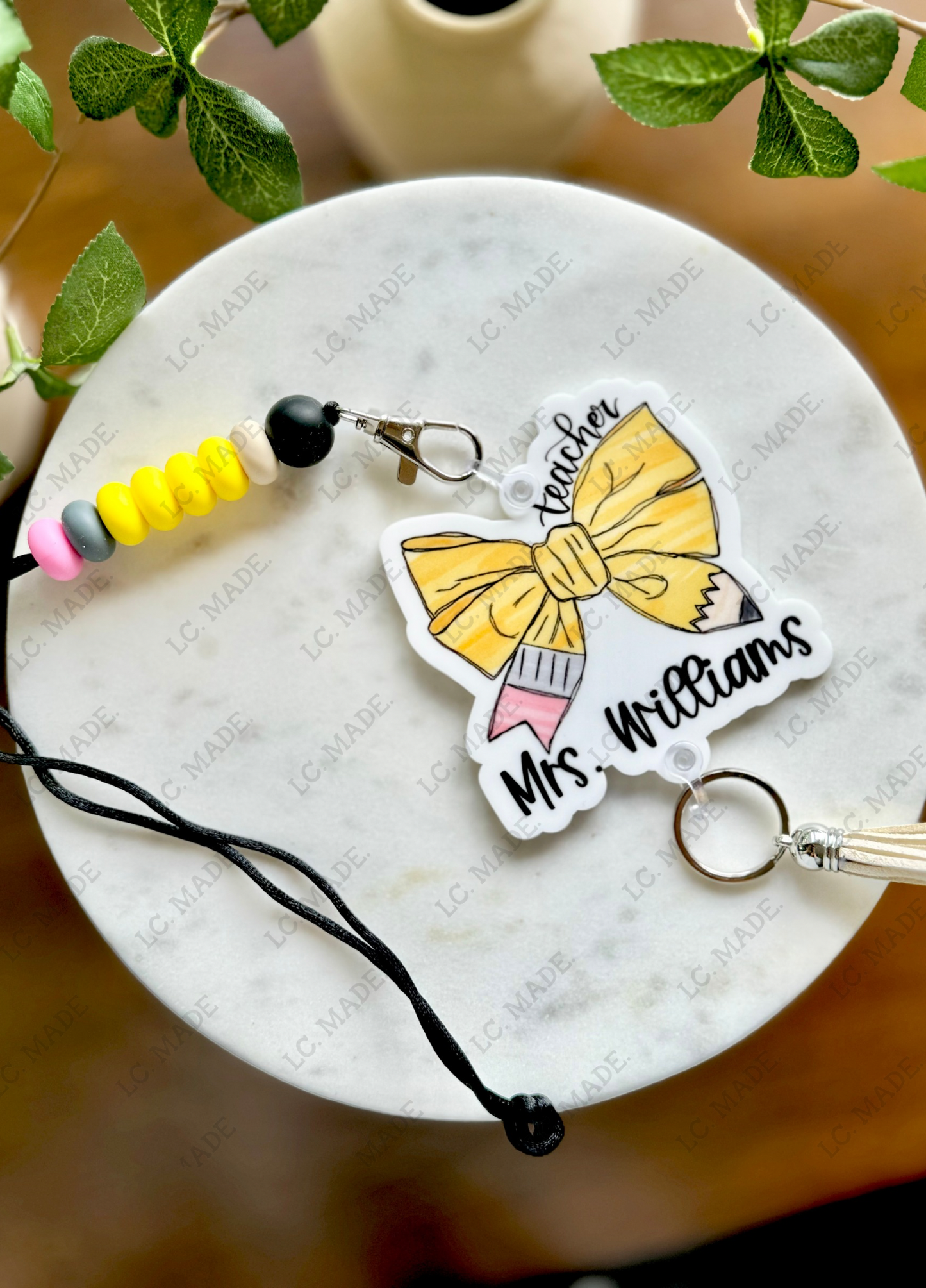 Teacher Lanyard, Personalized, Pencil Bow Lanyard, Acrylic Lanyard, Personalized Teacher Lanyard, Badge Holder, Pencil Lanyard, Teacher Gift